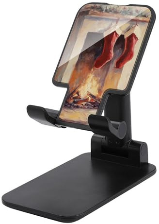 Jubonexis Vintage Calze di Natale Appeso Camino Cellulare Stand Pieghevole Regolabile Supporto Del Telefono per Scrivania
