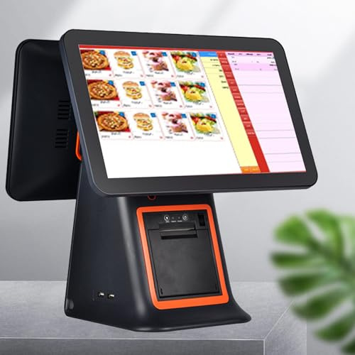 Sunseota Caisse enregistreuse à écran Tactile, Caisse enregistreuse Intelligente Tout-en-Un, Double écran Tactile de 15,6 Pouces, pour Les systèmes de Vente au détail, de Restaurant Black