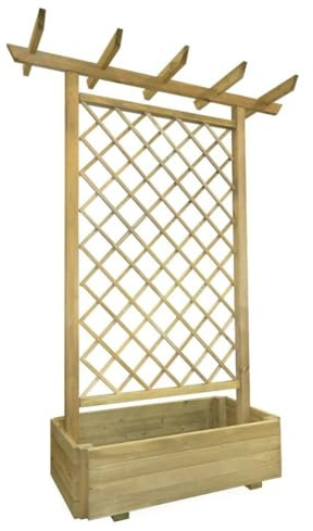 Generic Pergola-Pflanzgefäß aus Holz mit FSC-zertifiziertem, Grün Imprägniertem Kiefernholz mit Gravur für Rosen und Kletterpflanzen