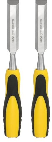 QUARKZMAN 2 Piezas De Formón De Acero Para Madera Amarillo-Negro | Hoja De 13/16 Formón Plano Herramienta Manual, Con Mango De Plástico Antideslizante