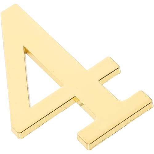 MAGICLULU Magnetic Metal House Number 4 Gold Solid Modern Door Number Sign for Home Mailbox Outdoor Address Plaque with Strong Magnet for Residential and Rental Properties