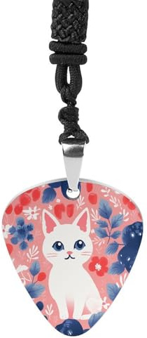 BTCOWZRV Bär stil och katt gitarr plektrum halsband titan stål gitarr plektrumhållare hänge halsband R&B musik smycken trendigt rock musik halsband gitarr ukulele plektrum halsband för musikälskare
