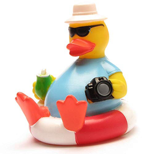 Duckshop I Badeente Ballermann Tourist I Quietscheentchen I Quietscheente L: 8,5 cm I Geschenk für Urlaub I Präsent Mallorca-Fans I Souvenir