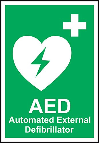 Indigos UG Aufkleber Emergency safety Zeichens - A5 AED automated external defibrillator 150mmx 200mm - Sticker für Büro, Firma, Schule, Hotel, Werkschutz