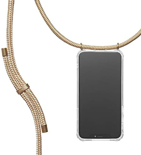 KNOK Premium Handykette für Apple iPhone SE/iPhone 8/iPhone 7, transparent | Silikonhülle mit fest verbundener Kordel zum Umhängen, stoßfest, ideal für Festival, Konzert oder Alltag, robust