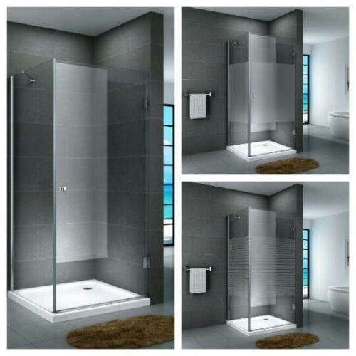 Duschkabine Eckdusche Dusche Duschabtrennung Duschtasse Echtglas Duschtür Eger, Größe:100 x 100 x 190 cm, Dusche_Amazon:Teilsatiniert | mit Duschtasse & Ablauf