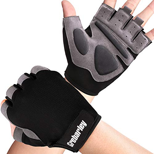 Grebarley Fitness Handschuhe,Trainingshandschuhe für Damen und Herren - Fitness Handschuhe für Krafttraining,Bodybuilding,Kraftsport & Crossfit Training (S, kurz)