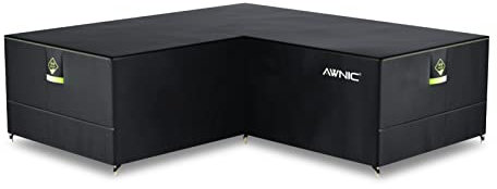 AWNIC Garden L Shaped Sofa Cover Rattan Corner Furniture Covers Waterproof Outdoor V Shape Dining Set Covers UV-resistant 215x215x85x71cm