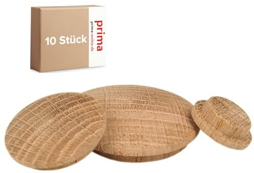 woplus Holzabdeckkappen Holz Abdeckkappen Eiche unbehandelt Bohrloch 10mm [10 Stück] (Bohrloch 10MM [17.E10])