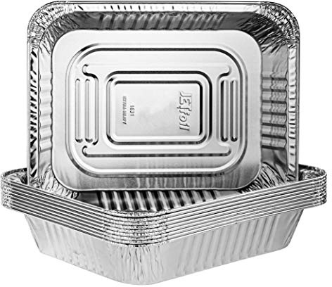 PLASTICPRO Disposable 9 x 13 Heavy Weight Aluminum Foil Pans Half Size Deep Steam Table Bakeware - Cookware Perfect for Baking Cakes, Bread, Meatloaf, Lasagna Pack of 10