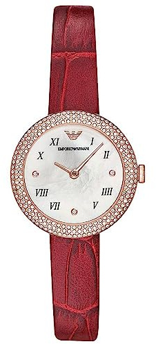 Emporio Armani Watch for Women, 30mm Quarz-Zweizeigerwerk mit Lederarmband