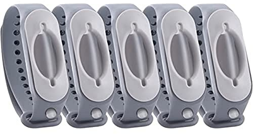 Cleanbrace Desinfektionsarmband Handdesinfektion für unterwegs inklusive Refiller, Grau, 5 stück, Pack of 5
