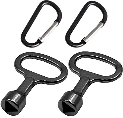 Zeayebsr Llave Triangular Universal de 2 Piezas - 3 Puntos de 9 mm Con Gancho de Seguridad Para Radiador, Bote de Basura, Elevador, Bolardo y Gabinete