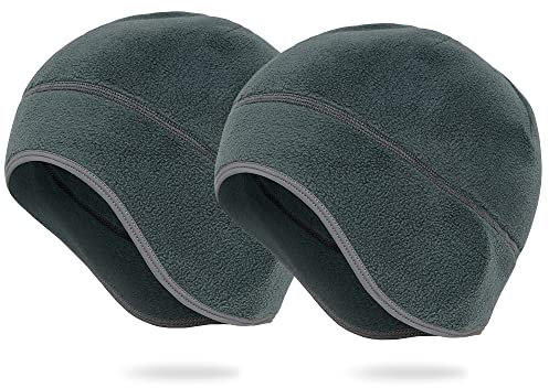 Arcweg Winter Thermal Skull Cap Cycling Running Beanie Hats Under Helmets Windproof Fleece Cycle Hats Cover Ears for Adults Men Women Outdoor Sports Riding Skiing Climbing (Grey+Grey, One Size)
