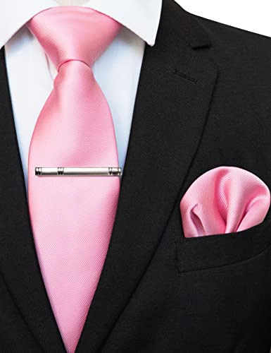 JEMYGINS Herren Hochzeit Krawatten und Einstecktuch krawattenklammer Set einfarbig
