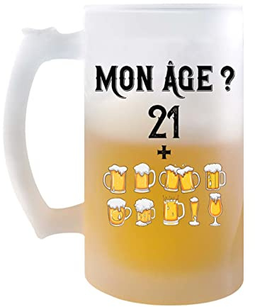 Planetee Chope de bière 31 ans : mon âge en pintes - cadeau idée anniversaire Fête des Pères Humour - Verre givré 470 ml avec poignée Alcool Pinte