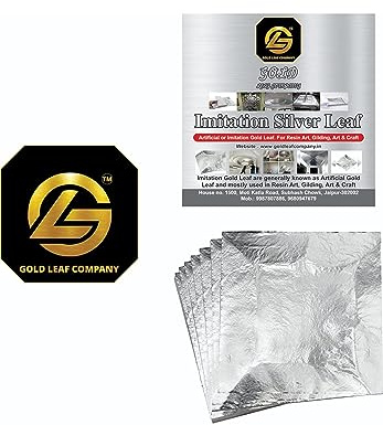 Gold Leaf Company Silver Leaf Sheets, 100 Sheets, 8 by 8.cm Gilding Foil -Size 3.14 * 3.35 inhches (Silver)