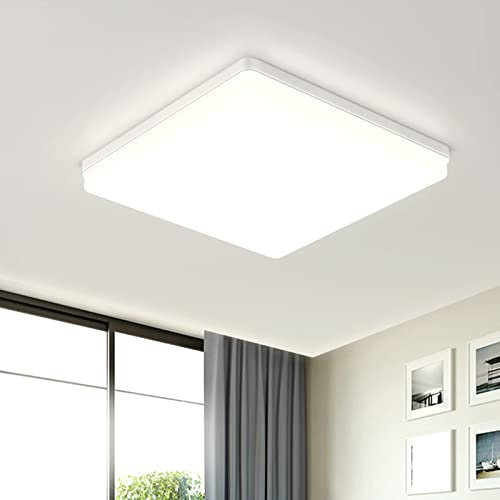 EASY EAGLE Plafoniera Led Soffitto Quadrata 48W Moderni Luce 4000K 4800LM IP44 Lampada per Bagno Cucina Camera da Letto Sala Soggiorno Corridoio Ufficio Cantina Ø30CM