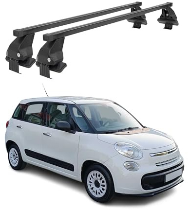 OMAC Dachträger Querträger Stahl für FIAT 500L 2012-2022 – Abschließbar – City-Crash-getestet – DIN 75302:2019 – ISO/PAS 11154:2006 – Max. 50 kg Schwarz