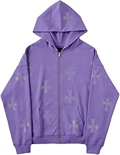 Vagbalena delle Donne di Strass Croce di Stampa Super Dalian Felpa con Cappuccio degli Uomini di Y2k Punk Felpa Coppia Giacca Hip Hop da Jogging Felpa 90s Streetwear