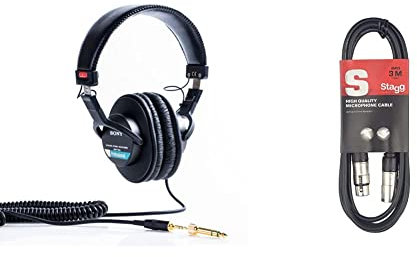 Sony MDR-7506/1 Professional Headphone, Black ,Pack of 1 & Stagg 3M / 10ft XLR to XLR Cable, 3-Pin Male to Female, Suitable for Microphone, PA System, Audio Mixer, Studio Monitors, Audio Recording