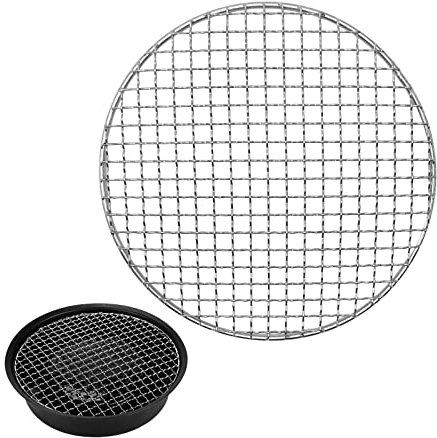 Red redonda multiusos para barbacoa, parrilla redonda de acero inoxidable, parrilla redonda para camping, utensilios de cocina al aire libre, fogata, parrilla para beaf pollo y verduras (25 cm)