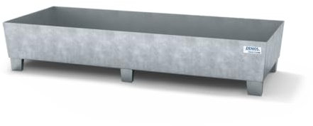 Auffangwanne classic-line aus Stahl für 2 Fässer, verzinkt, unterfahrbar, o. Gitterrost,815x2010x355