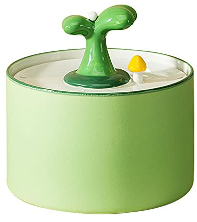 Ceramic Cat Fountain Automatic Porcelain Cat Water Fountain with Five-Layer Filtering Function Ultra Quiet Water Fountains Easy to Clean for Cats and Small Dogs Green (Green)