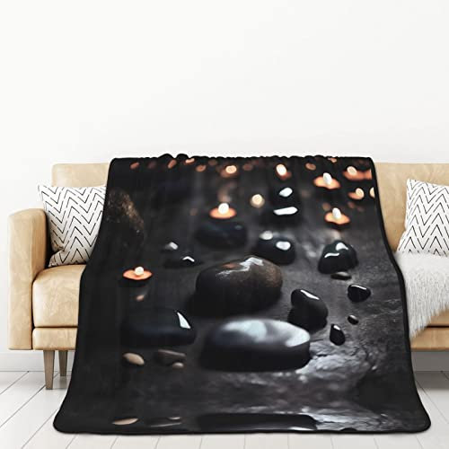 TORONG Black Mystery Heart Stone doppelseitige Flanelldecke für Autobetten und Nickerchen für Erwachsene, eine warme und gemütliche Decke (152,4 x 203,2 cm)