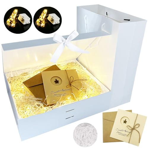YeahBoom Großer Geschenkbox Mit Schleife, Kiste+Tasche+Farbband+Licht, Magnetische Geschenkschachtel, Geschenkbox mit Deckel, Geschenkverpackung Box mit Band, Für Valentinstag