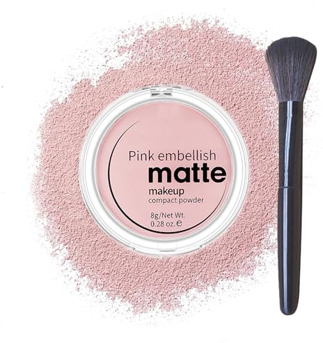 Pressed Setting Pink Powder blusher Makeup Foundation, Finish Face Powders Compact Translucent, Peach Matte Make-Up Finishing Powder Colour Correcting, Oil Control Powder for All Skin Types
