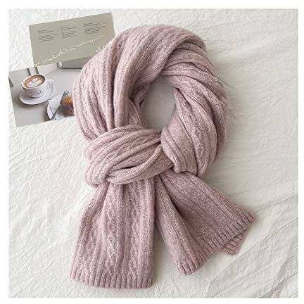 GLigeT Schals Strickschal aus Wollmischung, modischer und vielseitiger Damenschal, verdickter Warmer Winterschal Warm Herbst (Color : Pink, Size : 194 * 35cm)