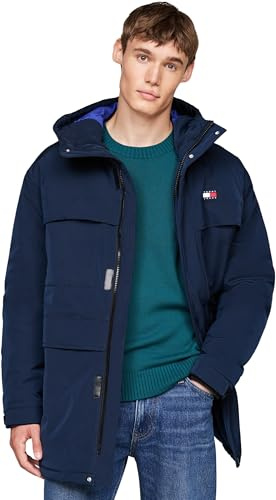 Tommy Jeans Uomo Parka Tech Canvas con Cappuccio, Blu (Dark Night Navy), XXL