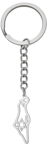 Amaxer Collana con ciondolo a forma di stella di David, con mappa di Israele e Palestina, in acciaio inox, idea regalo per donne e uomini, L50, Acciaio inossidabile