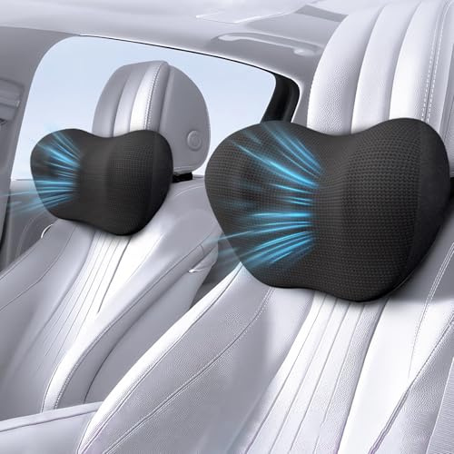 2er-Pack Auto-Kopfstützen-Kissen, bequemes Kopfstützen-Kissen fürs Auto, 100% Memory-Foam Auto-Nackenkissen zum Fahren - Universal-Reise-Auto-Kissen zur Schmerzlinderung beim Fahren (wird mit 2