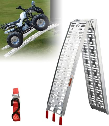 ISOISL Rampe d'accès pliable 340 kg - Rail de chargement antidérapant - En acier galvanisé - Pour moto, quad, voiture, tondeuse à gazon et plus - Légère - 226 cm