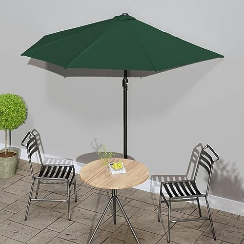 JUDYY Parasol de Balcon avec mât en Aluminium Vert 270x144 cm Demi,Parasol de Jardin Exterieur,Protection UV,Parasol,