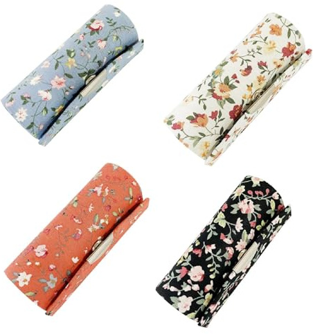 MIAO JIN Lot de 4 étuis de rangement portables pour rouge à lèvres avec miroir - Petites fleurs - Petite fleur, Petite fleur., Petite fleur
