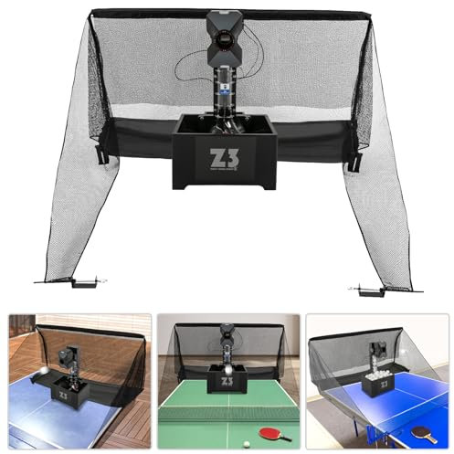Queeucaer Profi Tischtennis-Trainer-Roboter-automatischer Pong-Maschinenwerfer Ping Pong Ball Maschine mit Netz, Automatische Tischtennismaschine, Ping Pong Ball Wurfmaschine