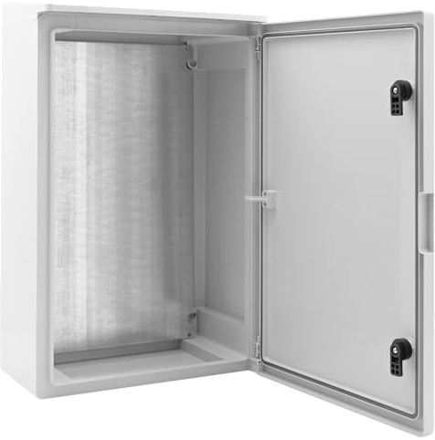 BOXEXPERT Fördelningsbox på utsidan vattentät med regntak [IP65, ABS-plast] 600 x 400 x 200 mm (Fleet Roof-serien) grå | växelskåp | strömlåda utomhus | kopplingsbox