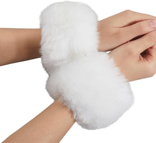 CABODYALS Weiße Pelzmanschette Kunstpelzmanschetten Flauschige Winter Armstulpen Kurze Plüsch Armstulpen Flauschige Manschette Überärmel Warme Handschuhe Armbandärmel Großpackung Für Frauen Armband Co