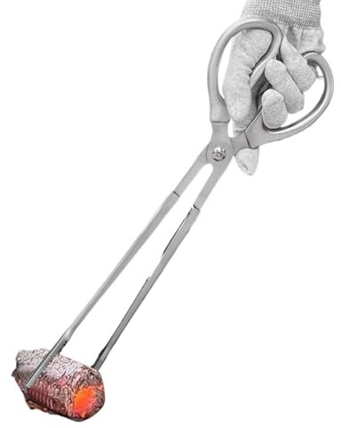 Rurunklee Fire Pit Tongs - Campfire Tongs Stainless Steel Firewood Grabber,Practical Campfire Tools Fireplace Tools for Camping Barbecue Picnic