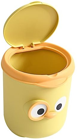 CHILDWEET Mini Poubelle de Bureau à Couvercle, Bac de Rangement Pp Jaune