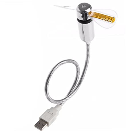 LOORGVEL Mini Ventilateur USB Noir en Métal Col Flexible, LED