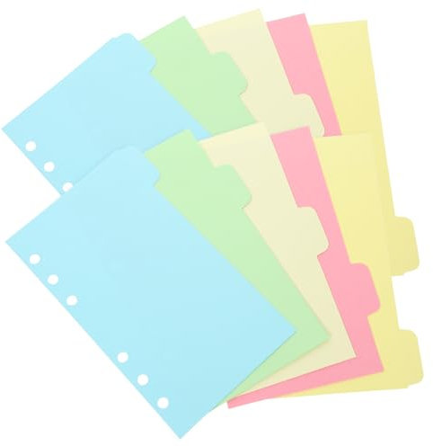GRIRIW A6 Trennblätter 10 Blatt Farbige Registerkarten aus Papier mit 6 Lochungen Abnehmbare Ordner Teiler für Notizbücher und Büroorganizer