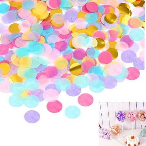 Bessy Shop Confeti de Papel Multicolor - 6000 Pcs (60g) para Baby Shower, Bodas, Cumpleaños - Confeti Redondo 2.5cm de Oro, Azul, Rosa, Verde - Decoración de Mesas, Globos, Fiestas, Regalos