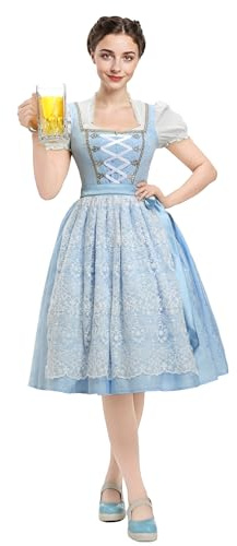 daizbella Oktoberfest Dirndl Dress German Square Neck Bavarian Costumes Top Dress Apron Set