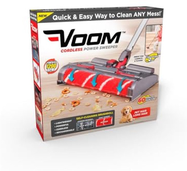 Voom VMSWP-MC4 Rechargeable Bagless Cordless Sweeper with 360 Swivel Rotation No Filter Red/Gray