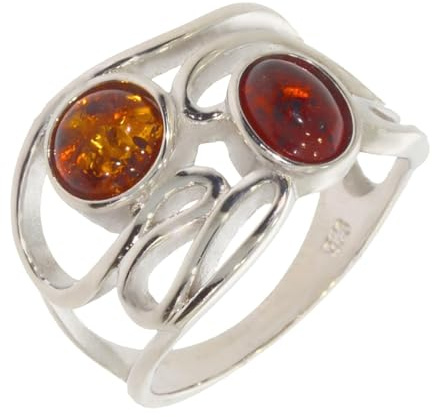 Artipol Bague fabr.européenne style français. Argent rhodié Ambre naturelle - modèle 4613-B, taille 56