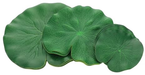 HEMOTON Lot de 10 Feuilles De Nénuphar Artificielles Flottantes en Mousse, Décoration Bassin Et Piscine Extérieure, 3 Tailles, Résistant Aux Intempéries, Décor Naturel pour Jardin Et Aquarium